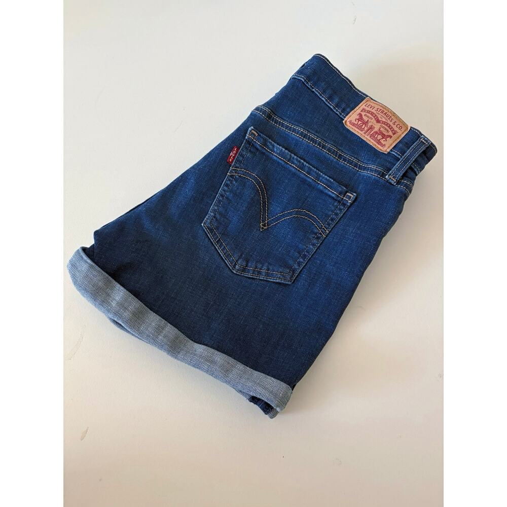 Levi's Mid Length denim jean Shorts Dark Wash western casual summer boho beach